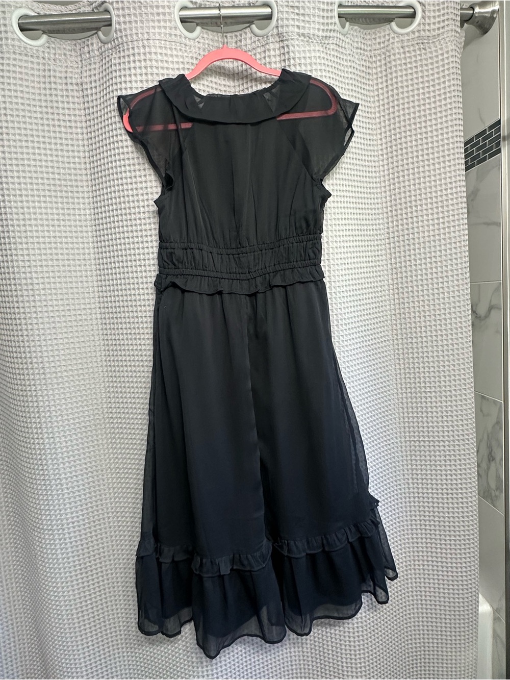 Old Navy Black Ruffle-Trim Chiffon Midi Dress - Picture 2 of 3